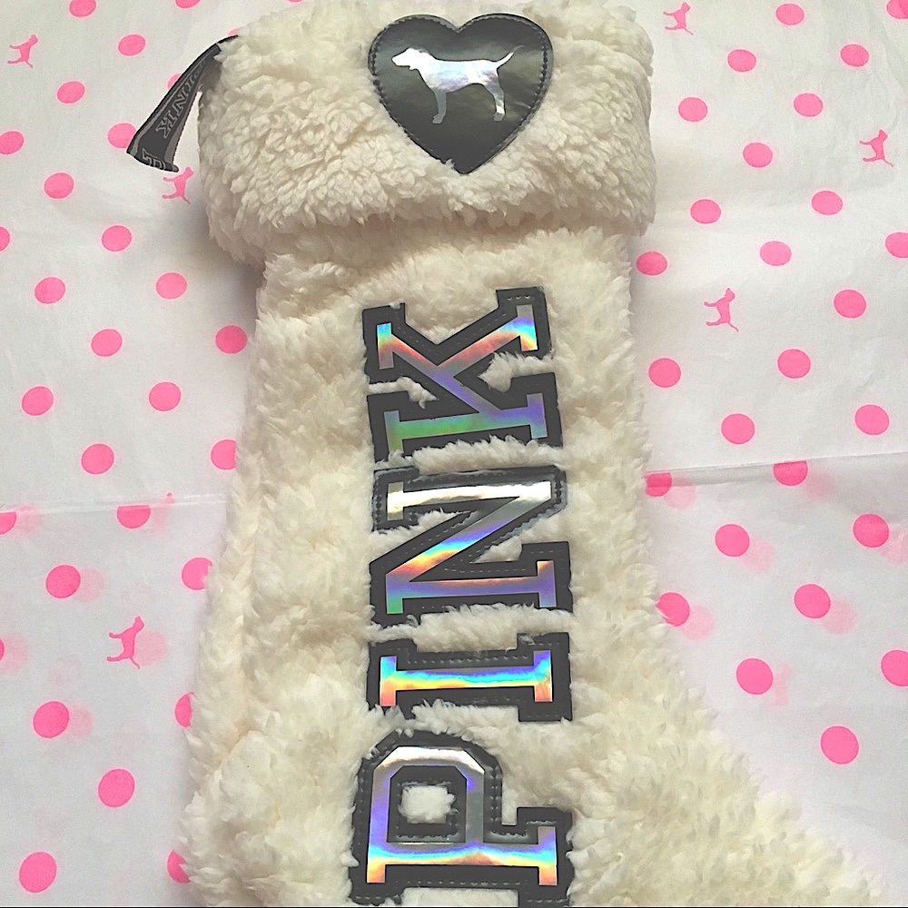 PINK VS Sherpa Stocking Iridescent New With Tag - Picture 4 of 8